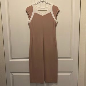 Narciso Rodriguez Sheath Dress in Beige & White
